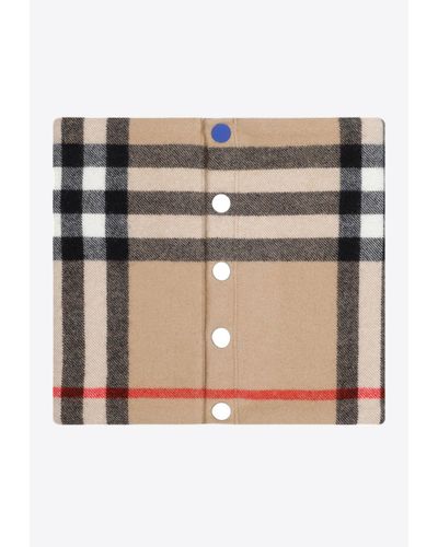 Burberry Checked Cashmere Snood - Natural