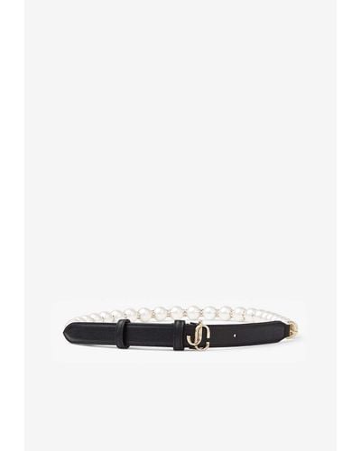 Jimmy Choo Jc Chain Belt With Pearls And Crystals - White