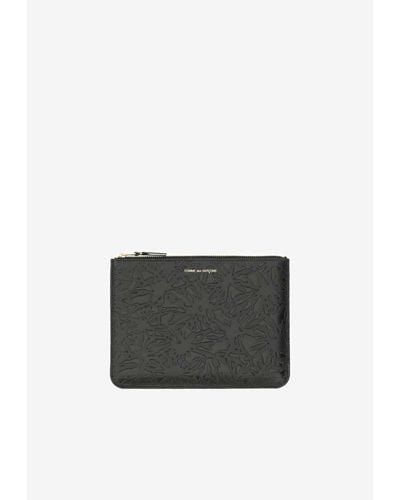 Comme des Garçons Embossed Forest Leather Zip Pouch - White