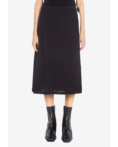 Ferragamo Printed Pleated Midi Skirt - Black