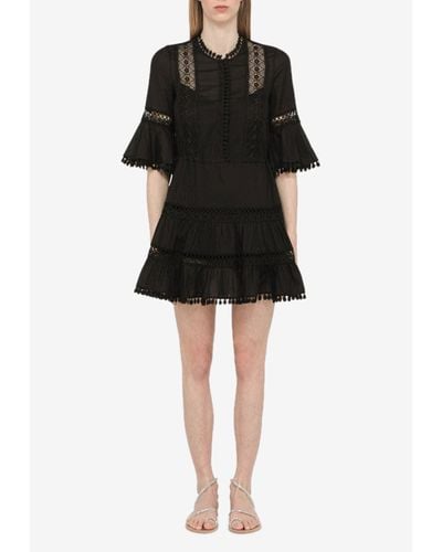 Charo Ruiz Agatha Lace-Trimmed Mini Dress - Black
