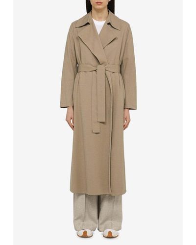 Harris Wharf London Single-Breasted Belted Coat - Natural
