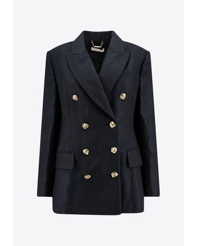 Chloé Double-Breasted Silk And Wool Blazer - Black