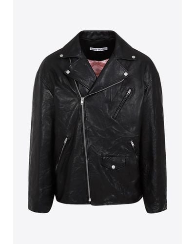 Acne Studios Lamb Leather Biker Jacket - Black