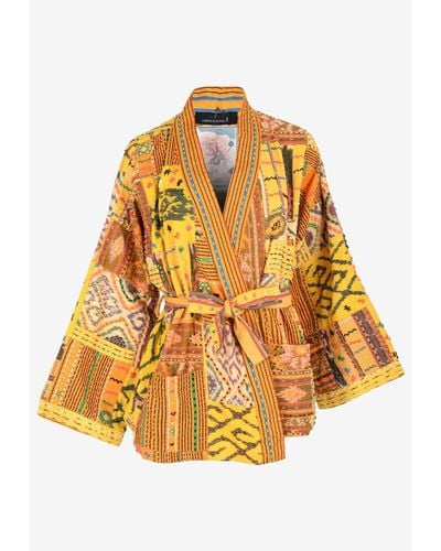 Ambre Babzoe Patchwork Kimono Jacket - Metallic