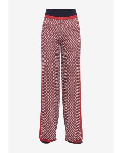 Balmain Checked Knit Monogram Trousers - Red