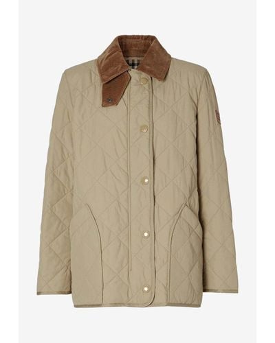 Burberry Diamond Quilted Barn Jacket - Natural