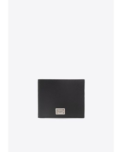 Dolce & Gabbana Logo Plaque Compact Bi-Fold Leather Wallet - White