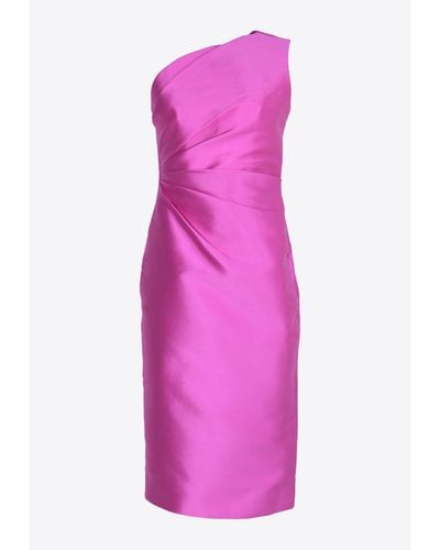 Solace London Orla One-Shoulder Midi Dress - Pink
