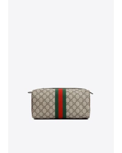 Gucci All-Over Logo Pouch Bag - White