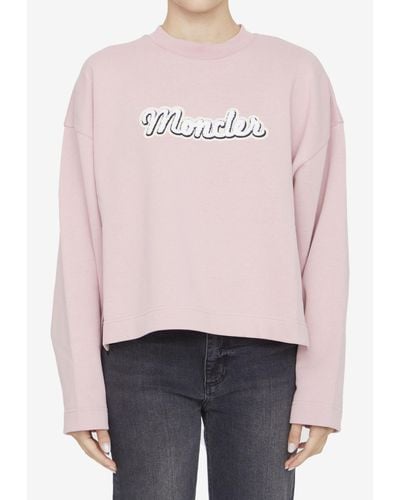 Moncler Logo Long-Sleeved T-Shirt - Pink