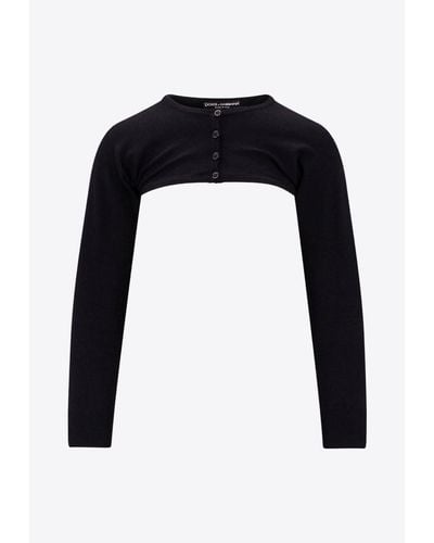 Dolce & Gabbana Crewneck Buttoned Shrug - Black