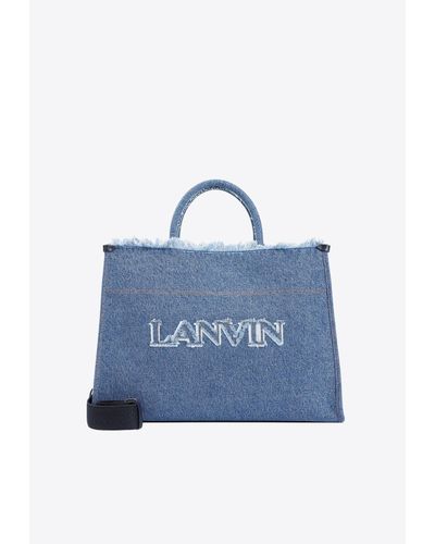 Lanvin Logo Denim Tote Bag - Blue