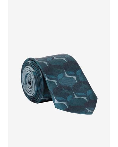 Dries Van Noten Silk Jacquard Tie - Blue