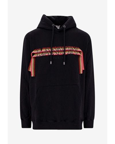 Lanvin Curb Logo Embroidered Hoodie - Black