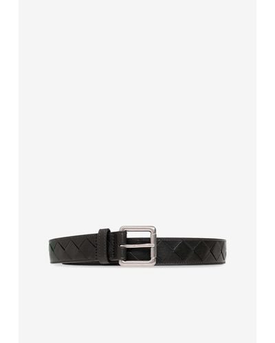 Bottega Veneta Intrecciato Leather Belt - White