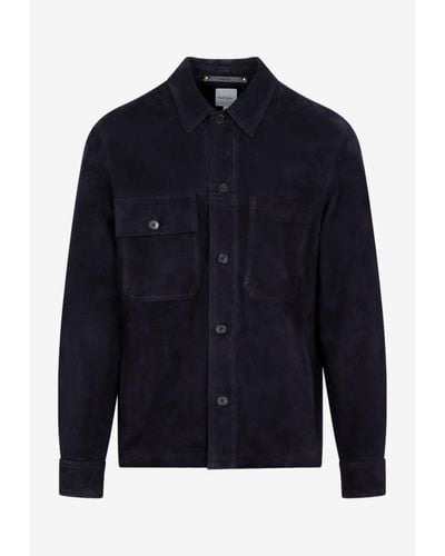 Paul Smith Suede Leather Overshirt - Blue