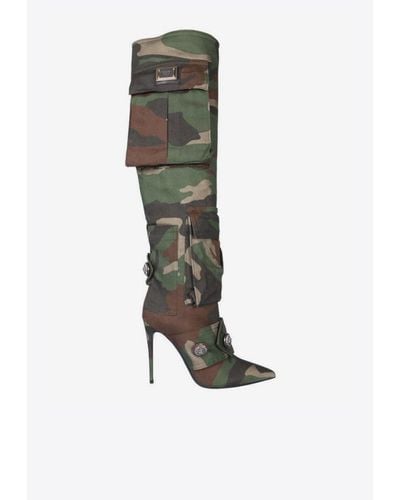 Dolce & Gabbana Camouflage Patchwork Boots - Green