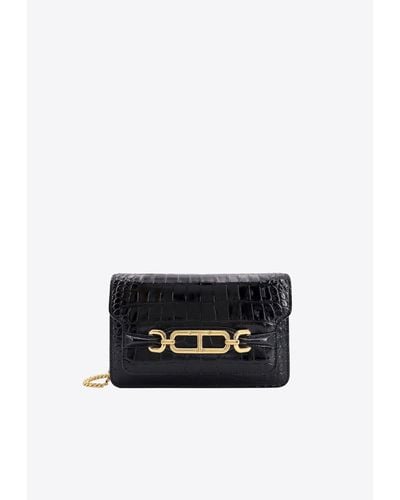 Tom Ford Small Whitney Croc-Embossed Leather Clutch - White