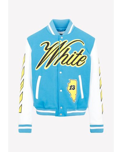 Off-White c/o Virgil Abloh Vars World Leather Jacket - Blue