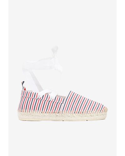 Thom Browne Striped Cotton Espadrilles With Removable Ankle Tie - Multicolor