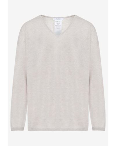 Max Mara Freccia V-Neck Sweater - White