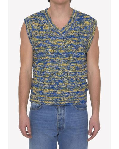 ANDERSSON BELL V-Neck Knitted Sweater Vest - Blue