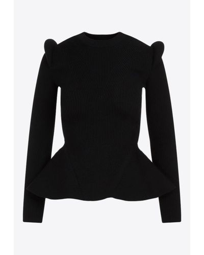 Alexander McQueen Knitted Wool Sweater - Black