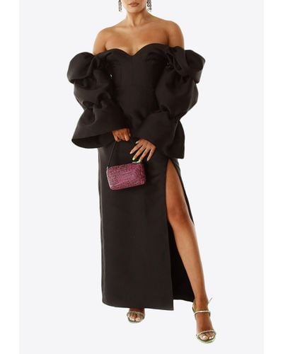Khirzad Femme Solarino Off-Shoulder Maxi Dress - Black