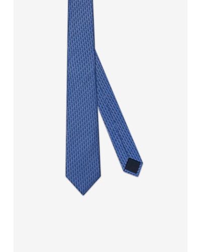 Dior Logo Oblique Silk Tie - Blue