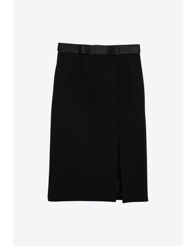 Dolce & Gabbana Bow-Belt Wool-Blend Knee-Length Skirt - Black