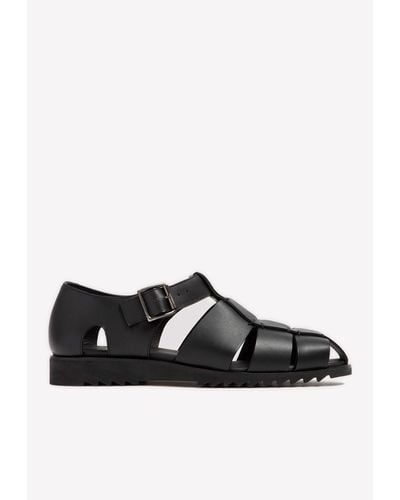 Paraboot Pacific Cut-Out Leather Sandals - Black