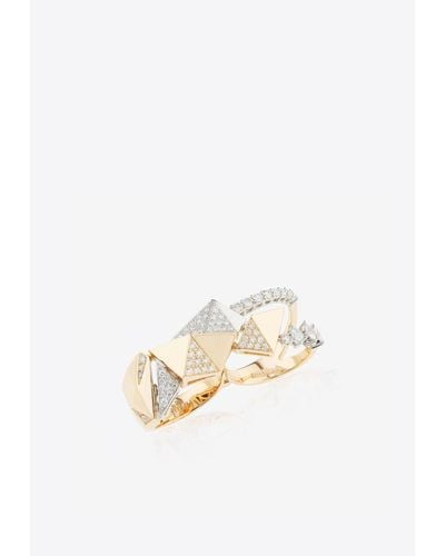 YEPREM Strada Double Finger Diamond Ring - Metallic
