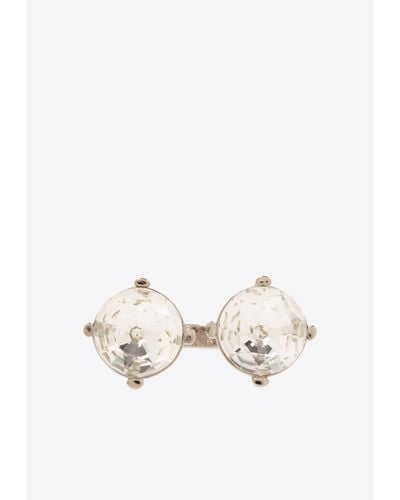 Moschino Crystal Embellished Ring - White