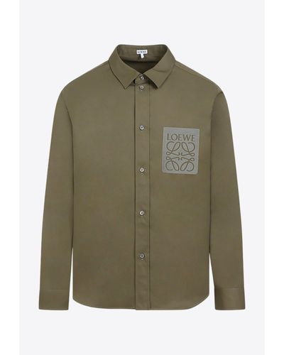 Loewe Anagram Long-sleeved Shirt - Green