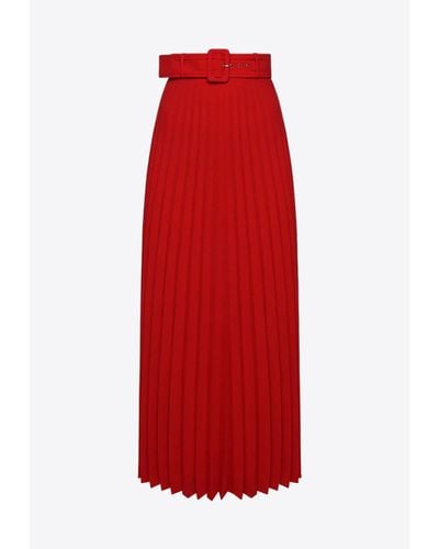 Dalood Maxi Pleated Belted Skirt - Red
