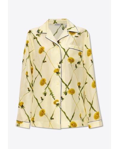 Burberry Floral Print Pajama Shirt - Metallic