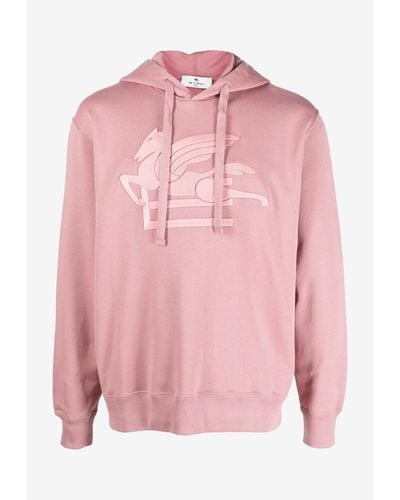 Etro Logo Embroidered Hoodie - Pink