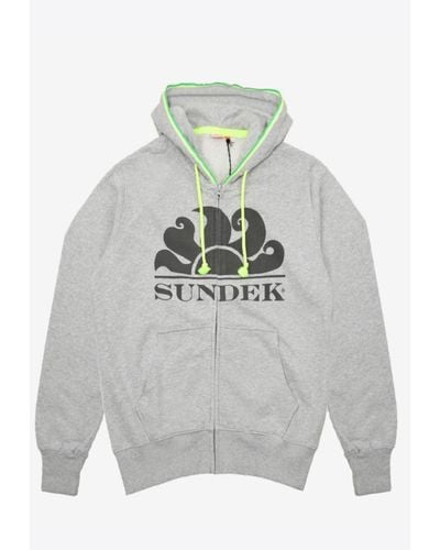 Sundek Sean Fleece Zip-Up Cotton Sweatshirt With Hood - Grey