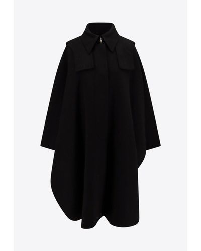 Chloé Hooded Cashmere And Wool Cape Coat - Black