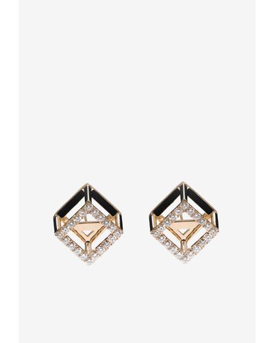 Djihan Cube Mirage Diamond Earrings - Black