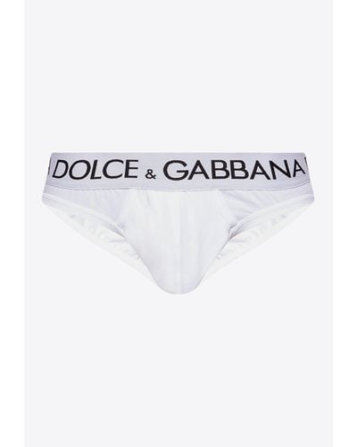 Dolce & Gabbana Mid-Rise Logo-Waistband Briefs - White