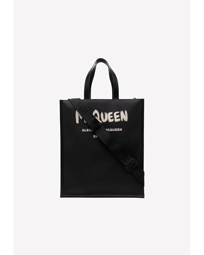 Alexander McQueen Graffiti Edge Nylon Tote Bag - Black
