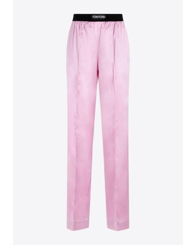 Tom Ford Straight-Leg Stretch Silk Satin Pyjama Pants - Pink