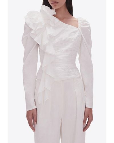 Aje. Adelia Ruffle Long-sleeved Top - White