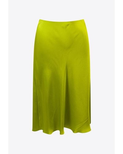 Fendi Midi Silk Skirt - Green