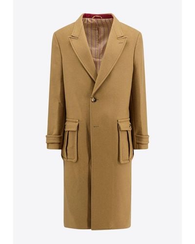 Etro Single-Breasted Wool Blend Coat - Natural
