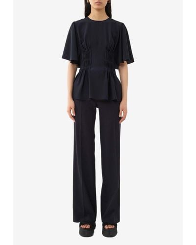 Chloé Wing Sleeve Ruched Top - Blue