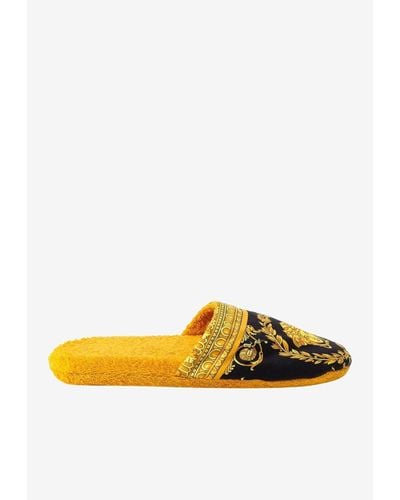 Versace I <3 Baroque Print Slippers - Yellow