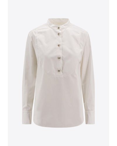 Chloé Mandarin Collar Long-Sleeved Shirt - White